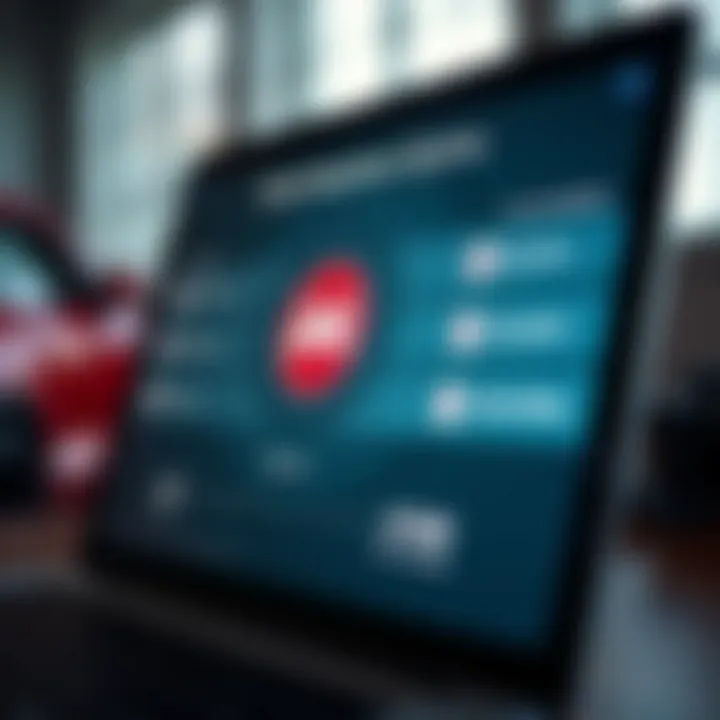 Digital interface showcasing AAA car insurance options