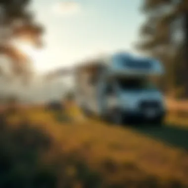 Outdoor view of a camper parked in a scenic location emphasizing its appeal.