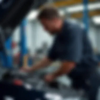 Mechanic inspecting the engine of a performance vehicle