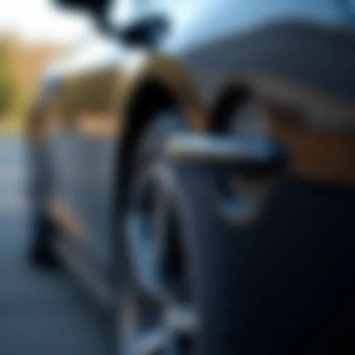 A close-up view of a slim jim tool next to a car door