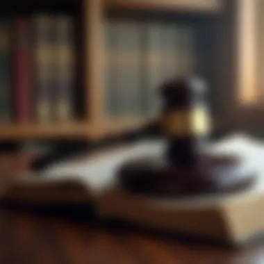 A gavel resting on a law book