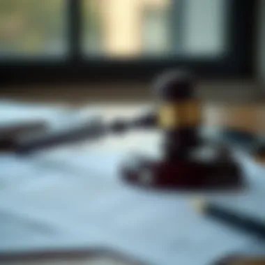 Conceptual image of legal documents and a gavel