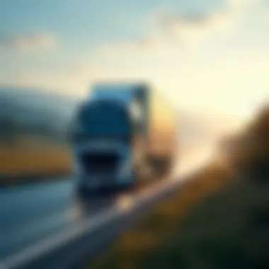 A transport truck navigating a scenic route