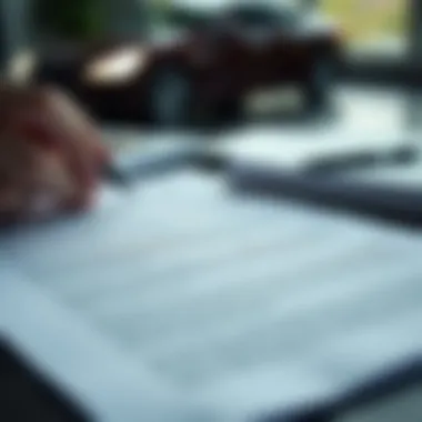 Detailed view of a car lease agreement