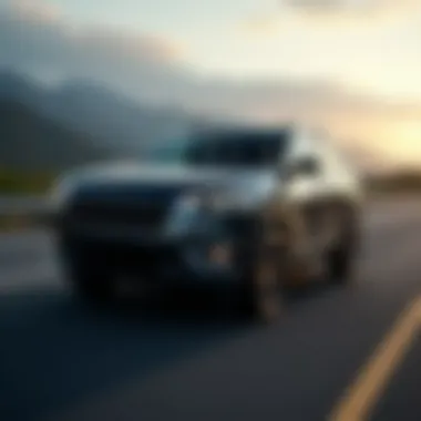 Jeep Cherokee on a highway with fuel efficiency metrics displayed