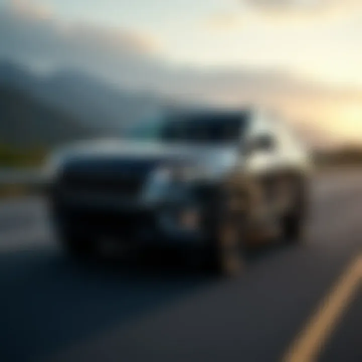 Jeep Cherokee on a highway with fuel efficiency metrics displayed